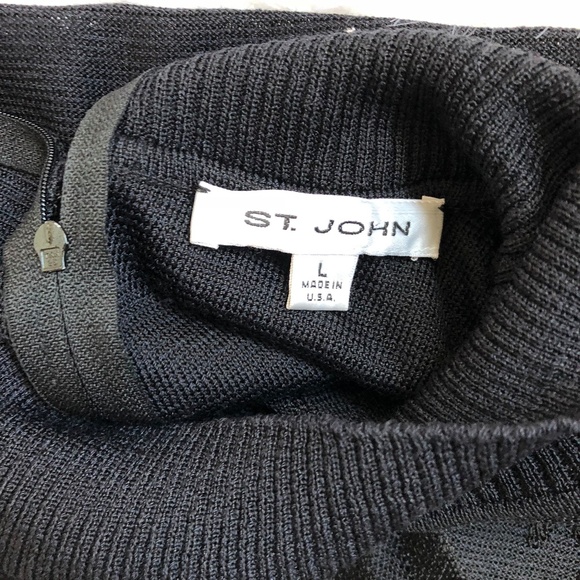 St. John Black Sweater W/ Damask Print NWOT - Picture 4 of 6